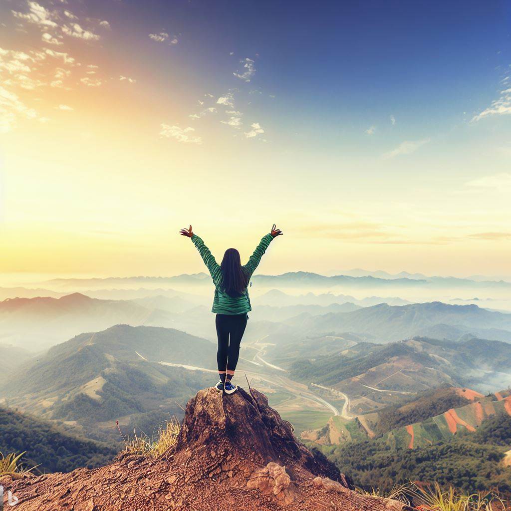 mental coach loopbaancoach image vrouw in landschap met grip op haar leven