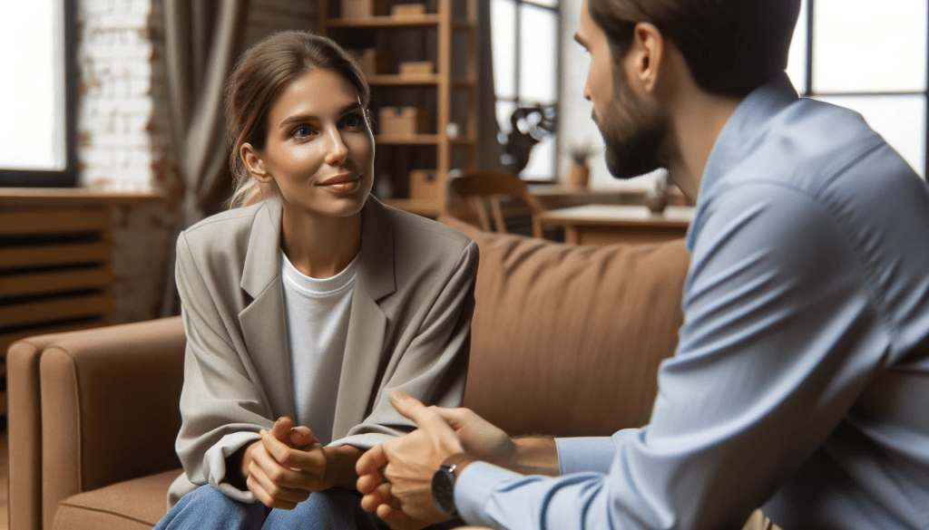 EQ emotionele intelligentie coach mental coach loopbaancoach personal brein trainer afbeelding vrouw en man in gesprek