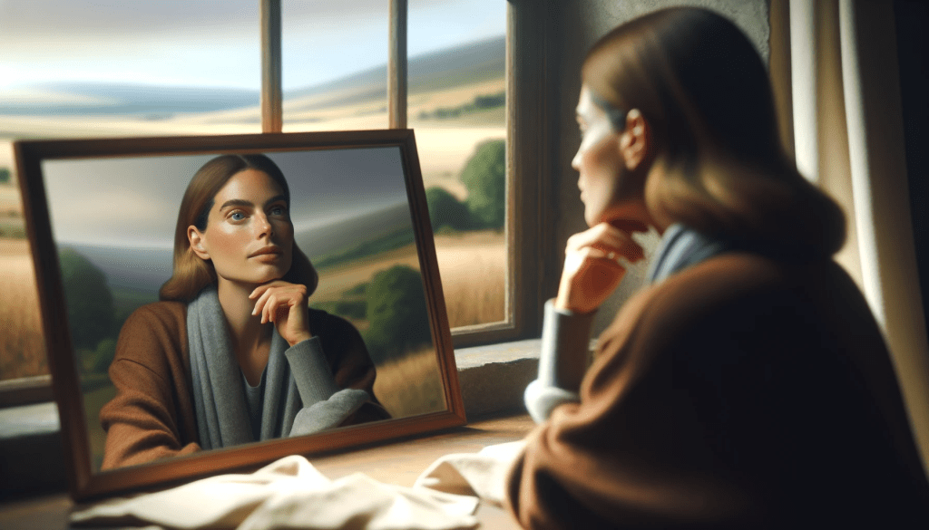 zelfvertrouwen als deel van een gezond zelfbeeld leer je bij een mental coach of zelfvertrouwencoach zoals deze vrouw in de afbeelding over zelfreflectie