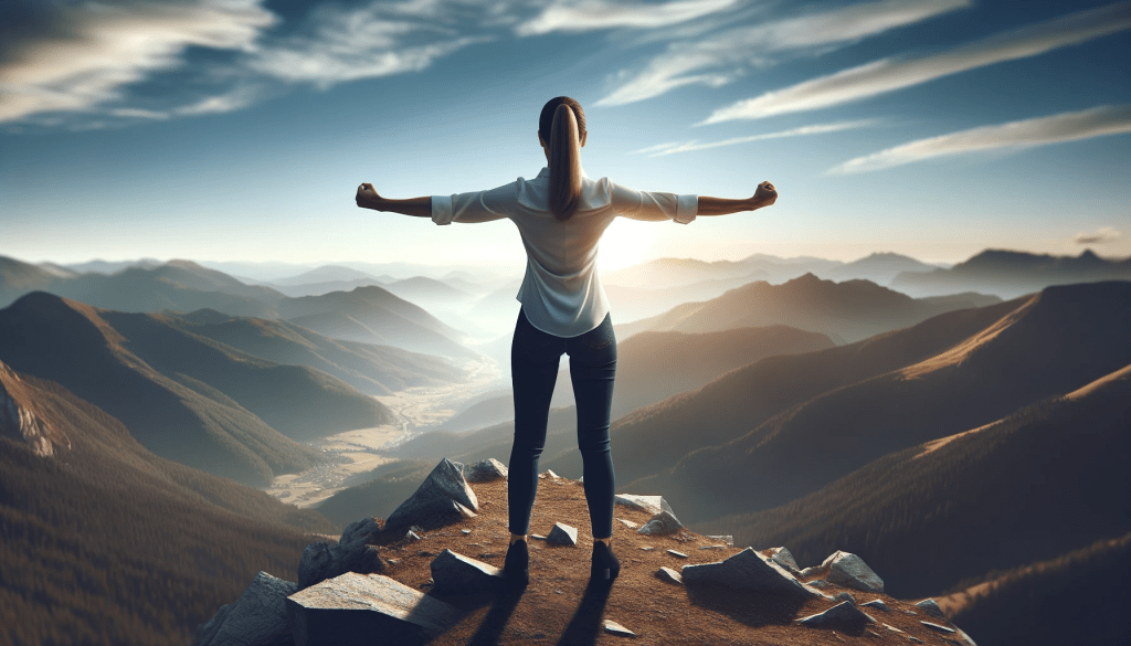 zelfvertrouwen boosten met een mental coach of zelfvertrouwencoach waarbij je ook power poses leert zoals deze vrouw in de afbeelding